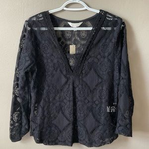 Adiva long sleeve black blouse, size M